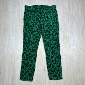 J.Crew Toothpick Skinny Jeans Green Black Bow Print Stretch Cotton Ankle 27